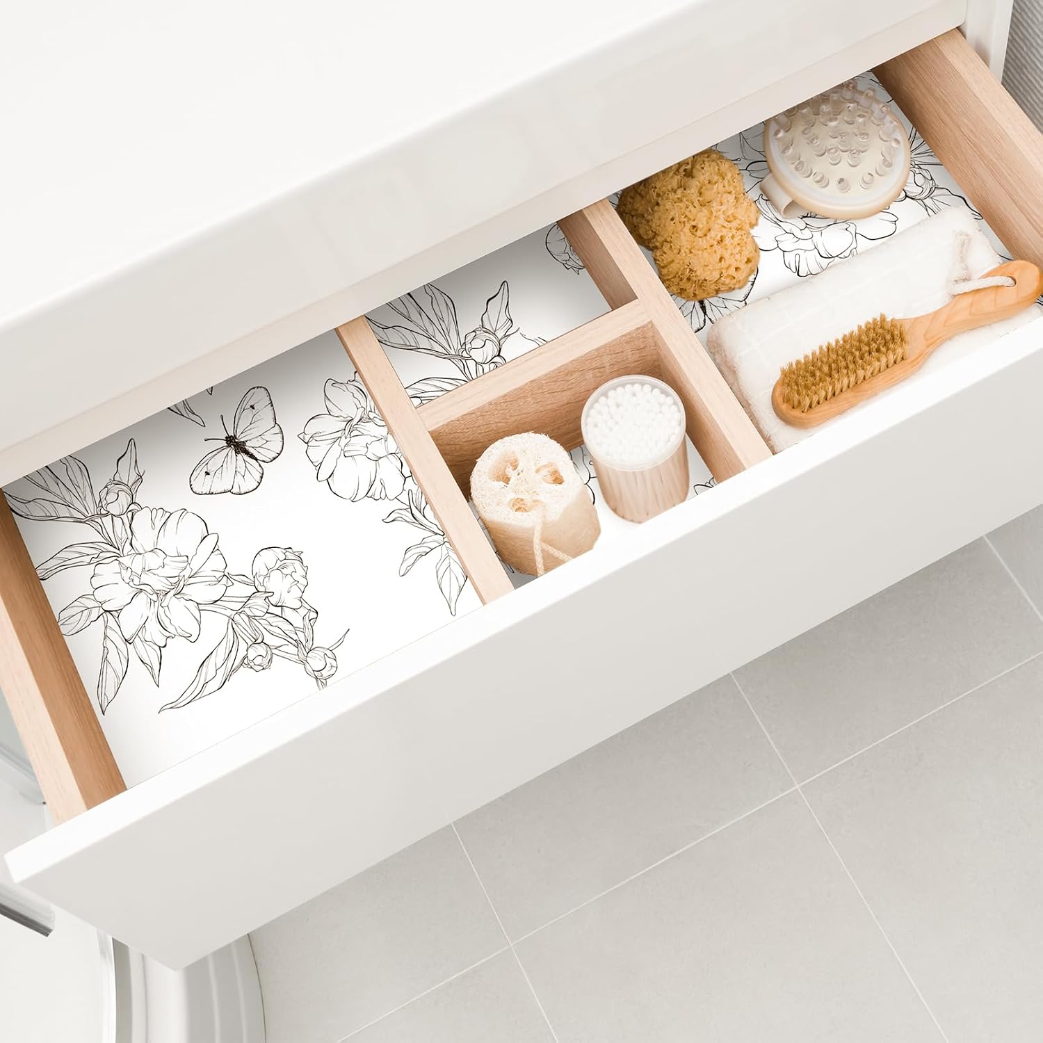 Geosar 10 Sheets Drawer Liners for Dresser Scented Drawer Liners Drawer Paper Liner Non Adhesive Scented Liners for Drawers Fragrant Drawer Liners for Home Shelf Closet (Butterfly,Linen Scent)