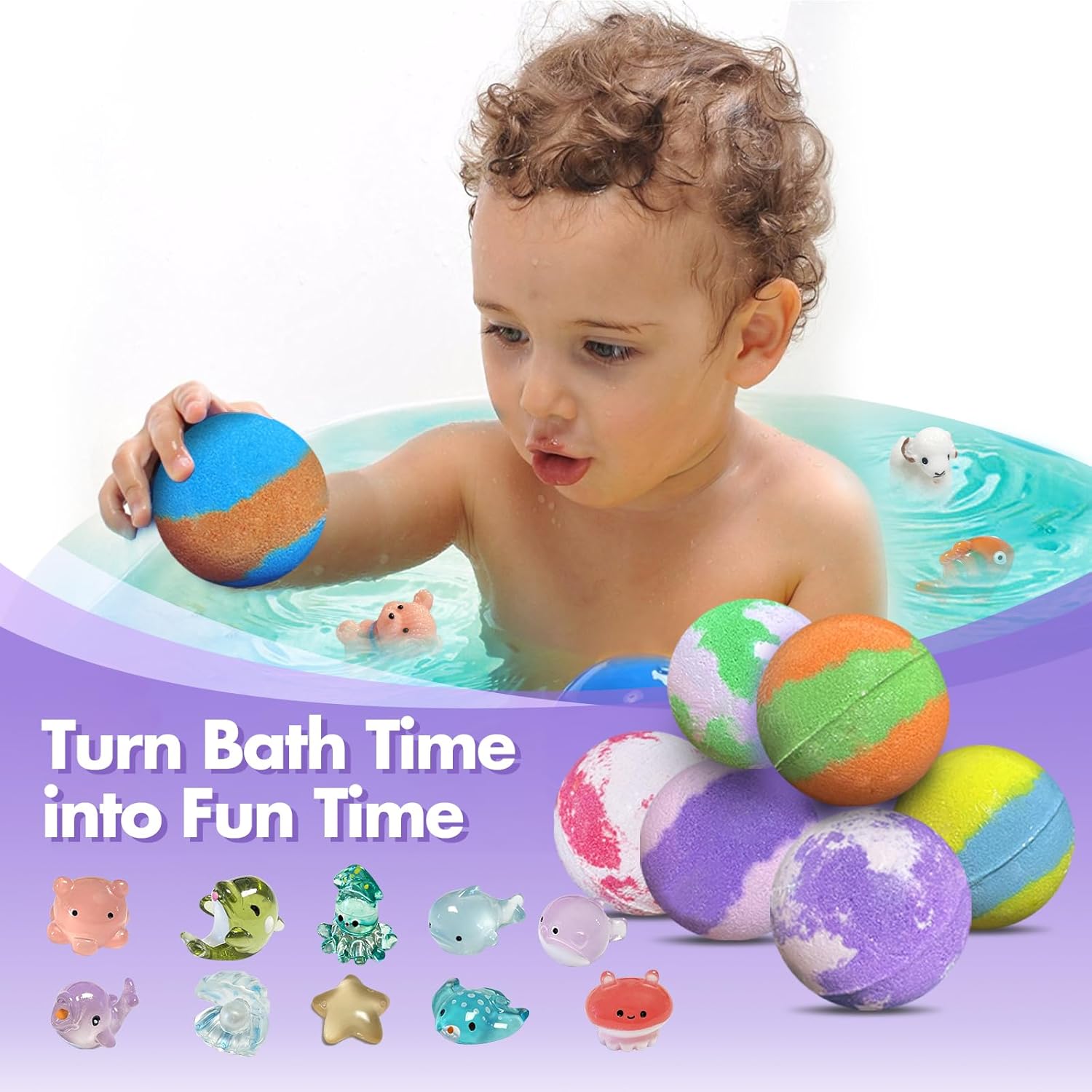 Bath Bombs for Kids with Surprise Inside, 32 Pack Kids Bath Bombs with Land & Sea Animal Toys, Girls Boys Easter Gifts, Handmade Fizzy Bubble Children Bath Ball Gift Easter Basket Stuffers, Birthday