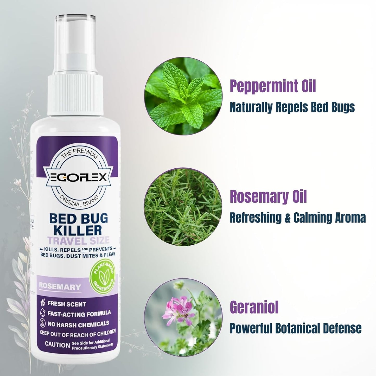 3-Pack Bed Bug Killer Spray - Travel Size TSA Approved - Repels Bed Bugs, Dust Mites, Lice & Fleas with Natural Essential Oils - Travel Essentials for Women - 3 Fl Oz