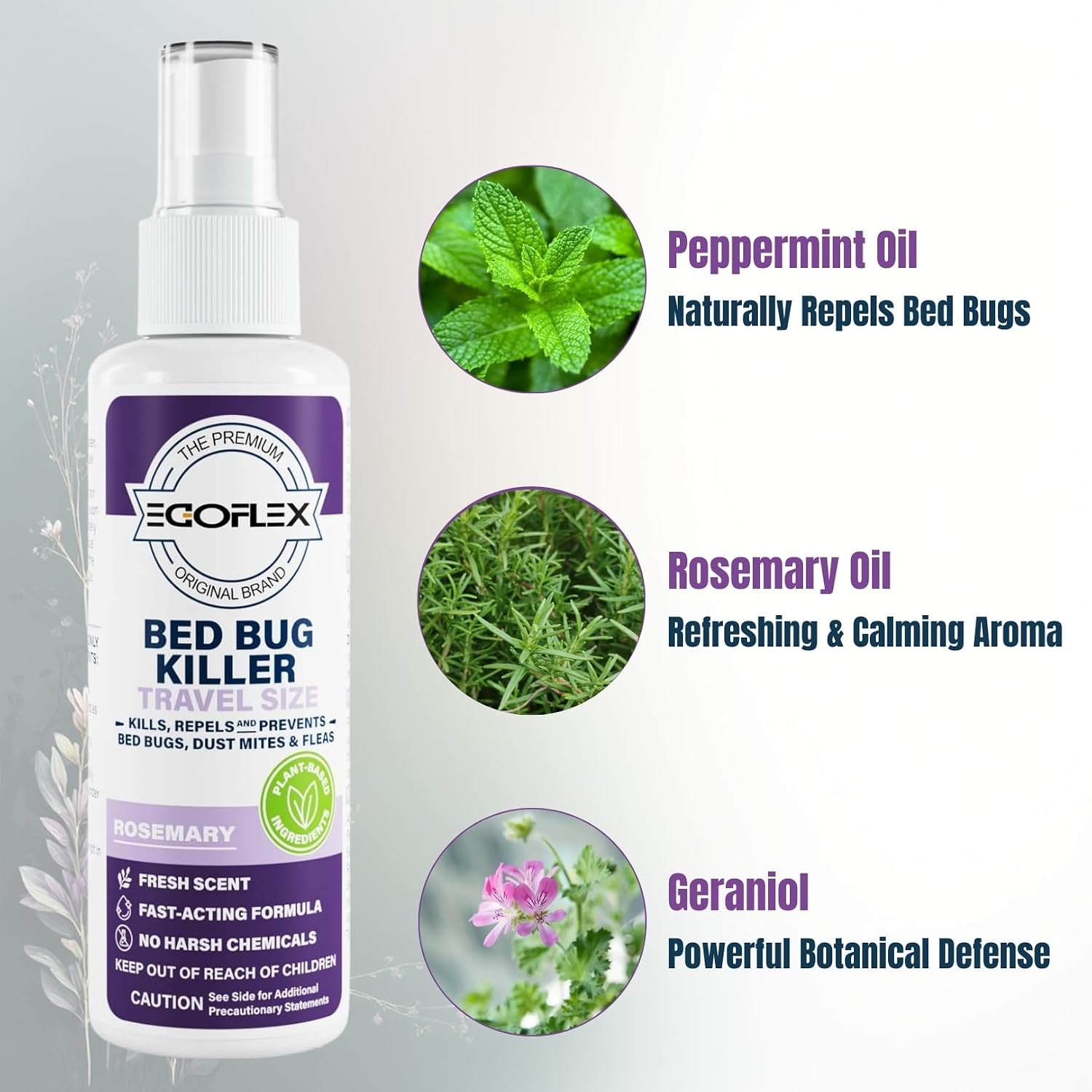 3-Pack Bed Bug Killer Spray - Travel Size TSA Approved - Repels Bed Bugs, Dust Mites, Lice & Fleas with Natural Essential Oils - Travel Essentials for Women - 3 Fl Oz