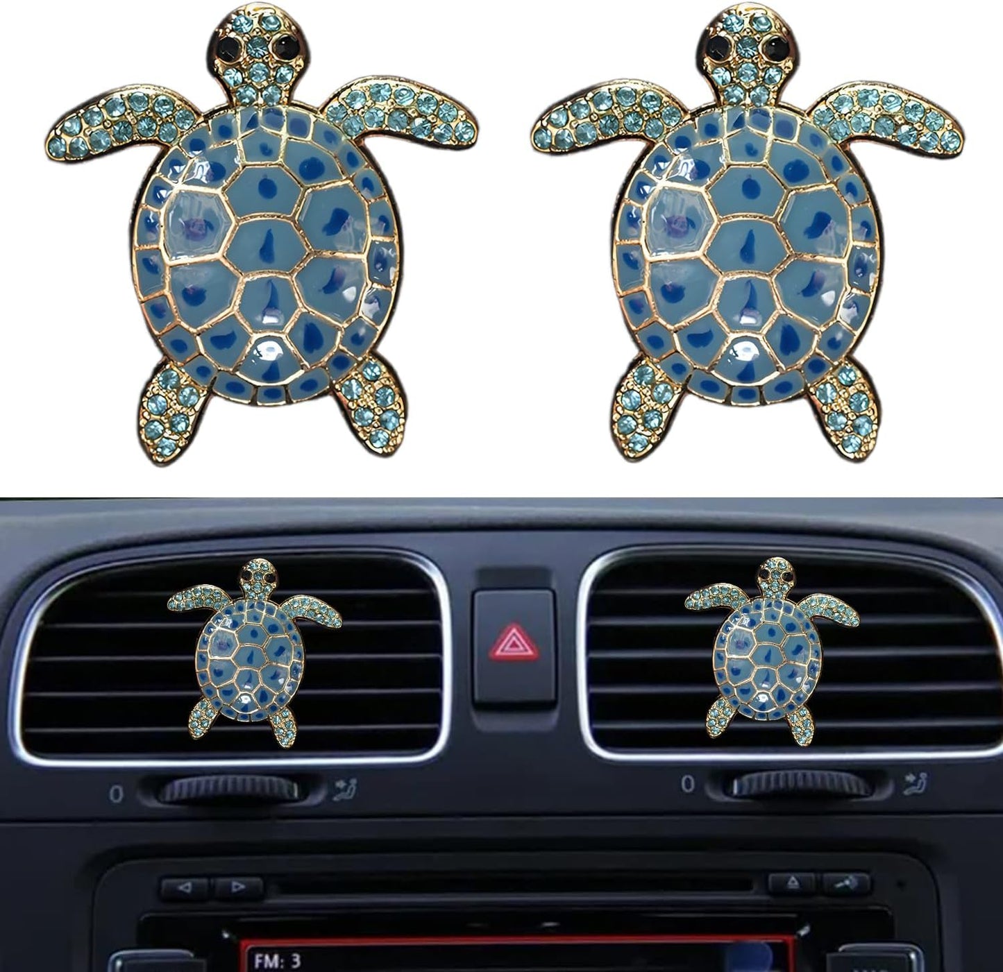 Car Air Freshener Women Car Vent Clips Decorations 2 PCS Cute Sea Turtles Car Interior Accessories Car Vent Diffuser (Blue Sea Turtle, 1.6 inch)
