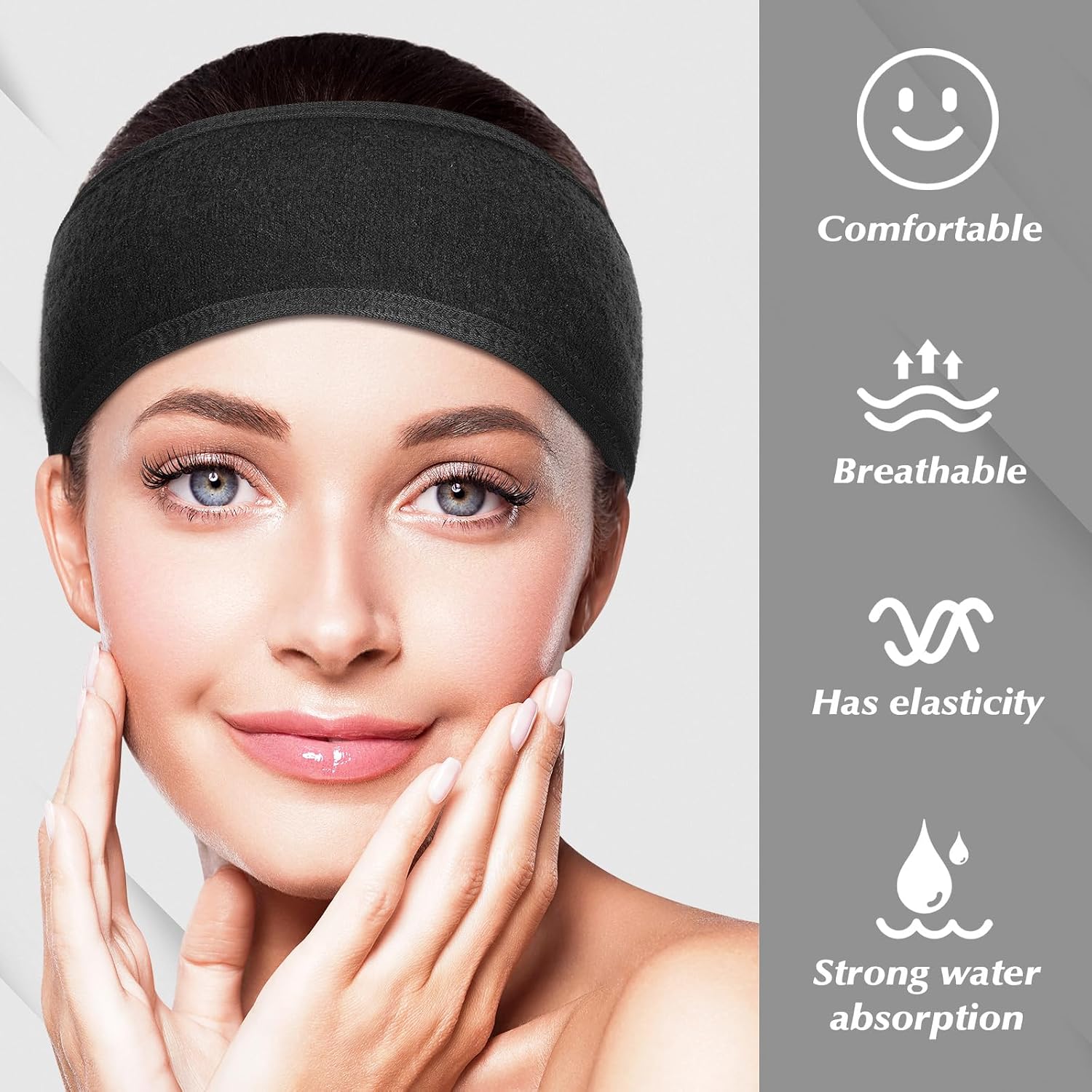 obeoby 4 Pack Spa Facial Headbands for Women, Adjustable Face Wash Headband Make Up Wrap Head Spa Self-care Gifts