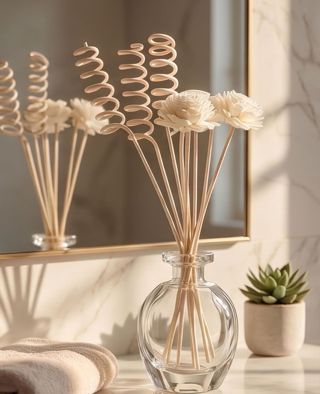 21PCS Reed for Diffuser Sticks, Natural Rattan Flowers Fragrance Diffusers for Home Office Bedroom Bathroom Decor