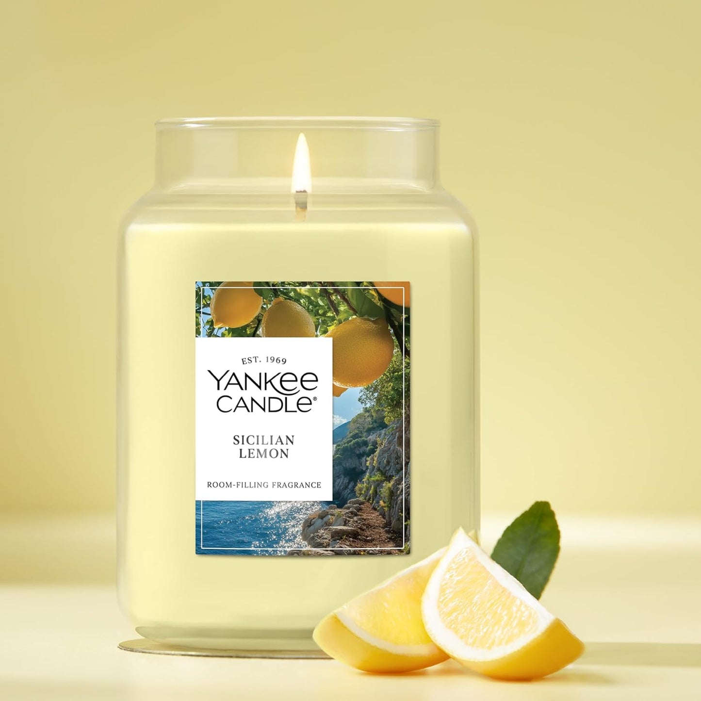 Yankee Candle Sicilian Lemon Scented Candle, 22oz Large Jar with up to 150 Hour Burn Time, Giftable