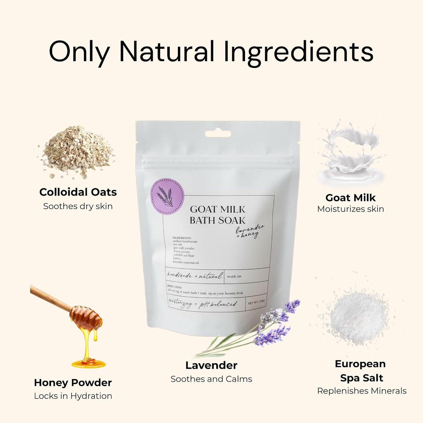 Goat Milk Bath Soak with Colloidal Oatmeal & Honey - Moisturizing Milk Bath for Dry & Sensitive Skin - Natural Bath Soak for Itchy Skin Relief - Sonshine Minerals (12 Ounce)