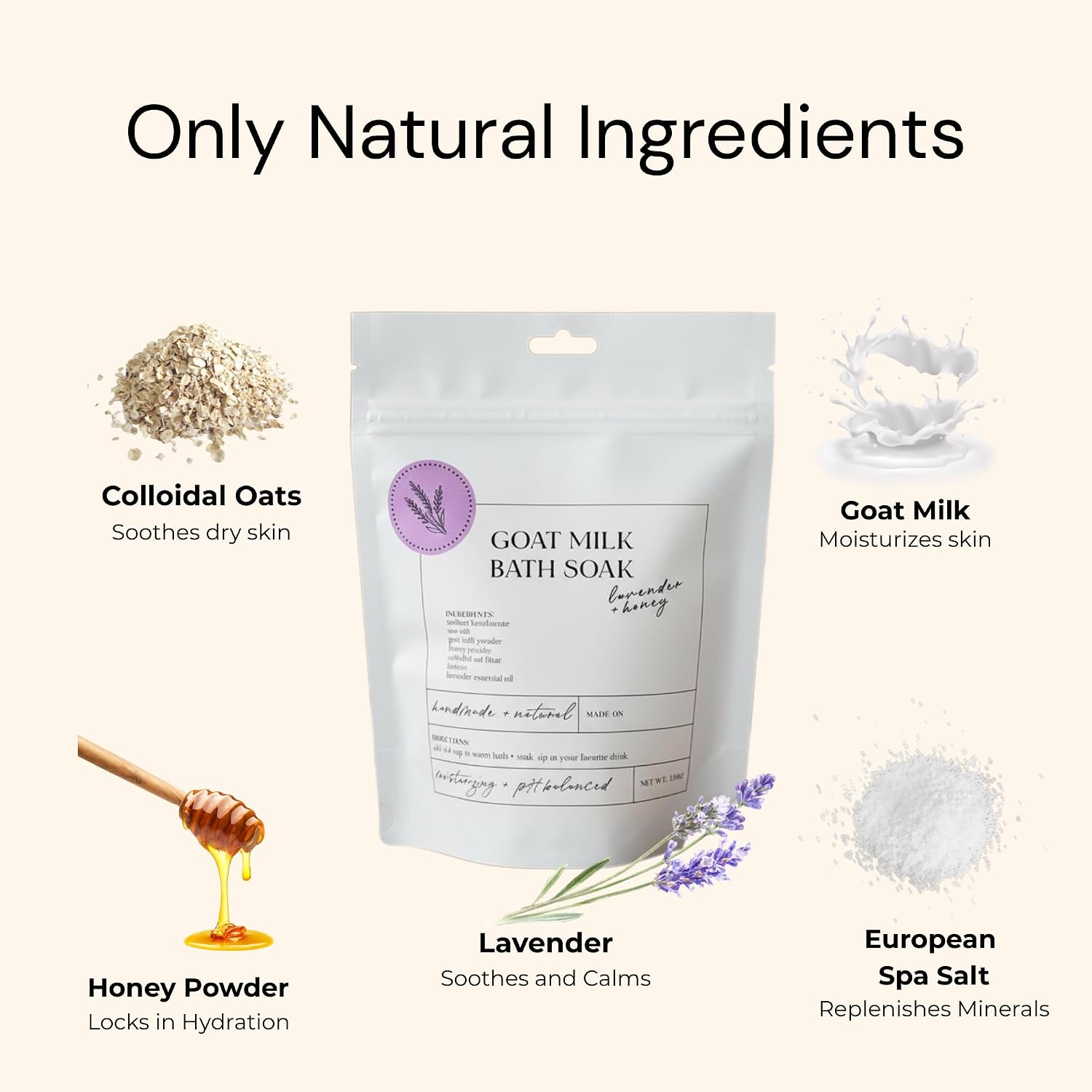Goat Milk Bath Soak with Colloidal Oatmeal & Honey - Moisturizing Milk Bath for Dry & Sensitive Skin - Natural Bath Soak for Itchy Skin Relief - Sonshine Minerals (12 Ounce)