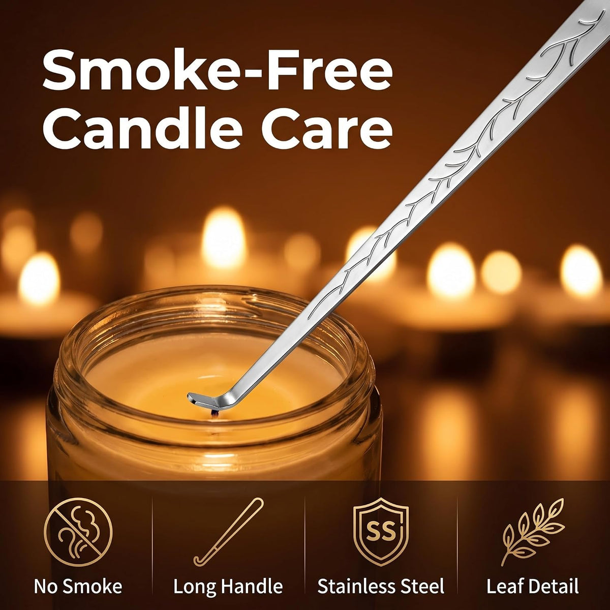 1 Pc Candle Wick Dippers Stainless Steel Wick Hook Candle Accessories for Putting Out Extinguish Candle Holders Wick Flame Safely (Silver)