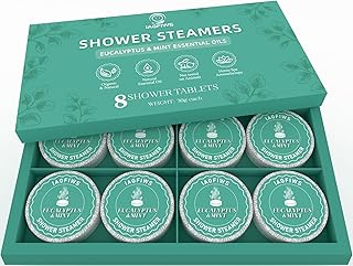 Shower Steamers Aromatherapy Gifts for Women & Men, Fathers Day Gift for Dad Husband from Wife Daughter, 8-Pack Shower Bombs Eucalyptus & Mint Essential Oil, Relaxation & Self Care