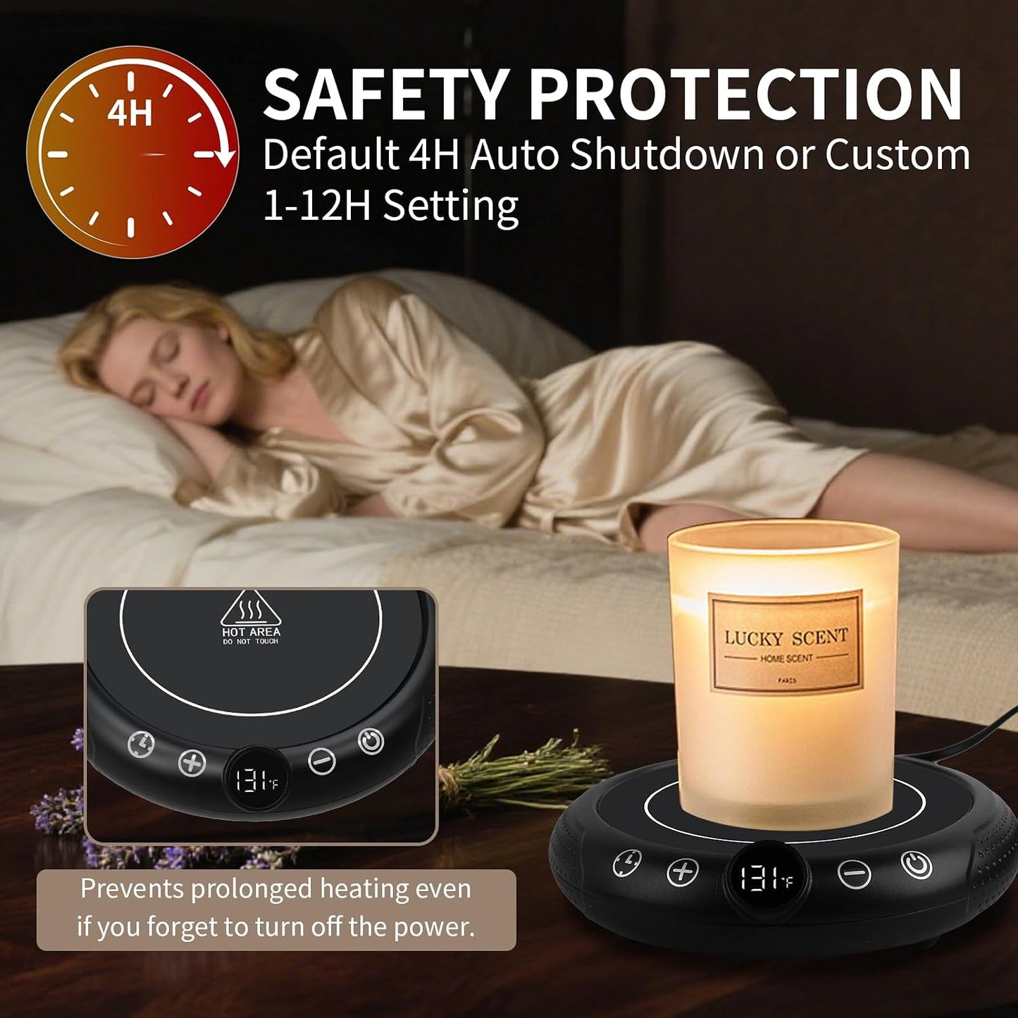 Coffee Mug Warmer, Electric Cup Warmer for Desk, Candle Warmer Plate with Temperature Display, 8-Temp Setting & 1-12H Timer, Stocking Stuffer Christmas White Elephant Coffee Gifts for Adults Women Men