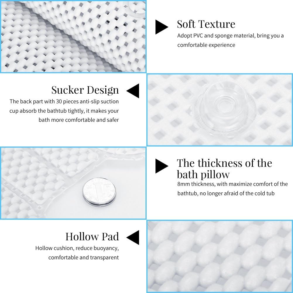 Bath Pillow, Full Body Spa Bath Mattress Cushion Pillow Soft Quilted Bathtub Mat with Breathable