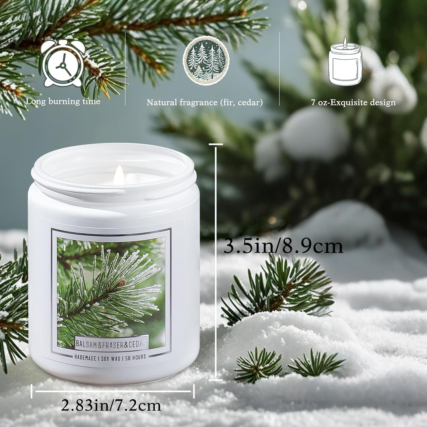 Homsolver Balsam Fir Pine Candle, Christmas Scented Candles, Holiday Natural Soy Candles with 50+ Hour Burn Time, Fir Cedar Tree Scent Gifts for Women Men, Wedding Favors for Guests, Souvenir Gifts