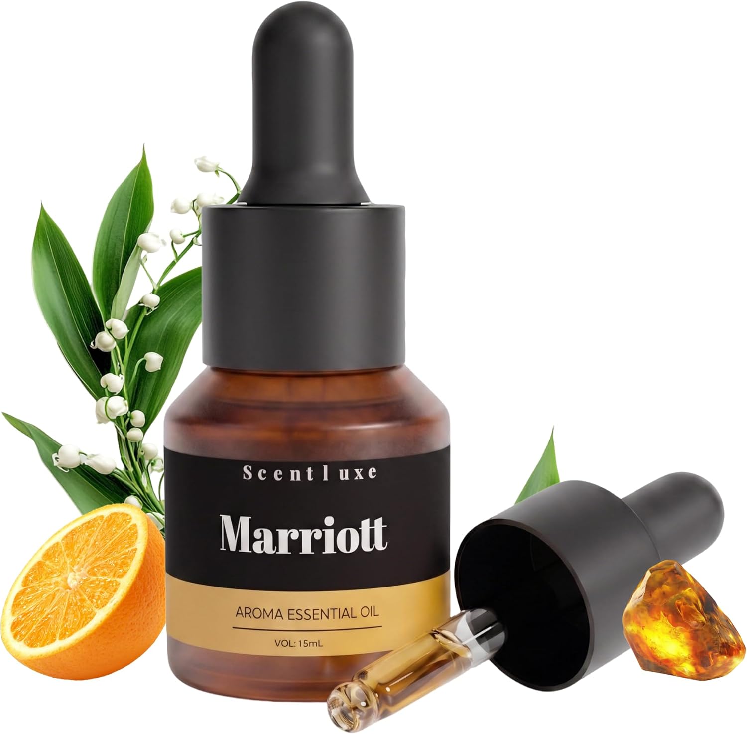 Essential Oils & Hotel Diffuser Oil Inspired Marriott Hotel - Bitter Orange, Jasmine & Lily of the Valley Blend for Home Fragrance Aromatherapy Oil Premium 15mL Glass Bottle