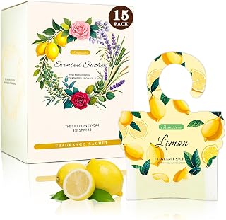 15 Packs Lemon Scented Sachets Bag for Drawers and Closets, Home Fragrance Sachet, Long-Lasting Hanging Closet Deodorizer Smell Goods for House