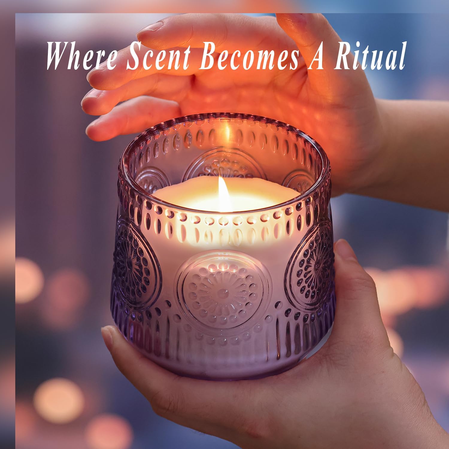 2 Pcs Soy Wax Scented Jar Candles Set, Sandalwood Sage & Citrus Lavender- Scented Candles for Home, 7.5oz Each, Up to 52 Hours Burn Time, Decorative Aromatherapy Candle for Relaxation & Luxury Gifting
