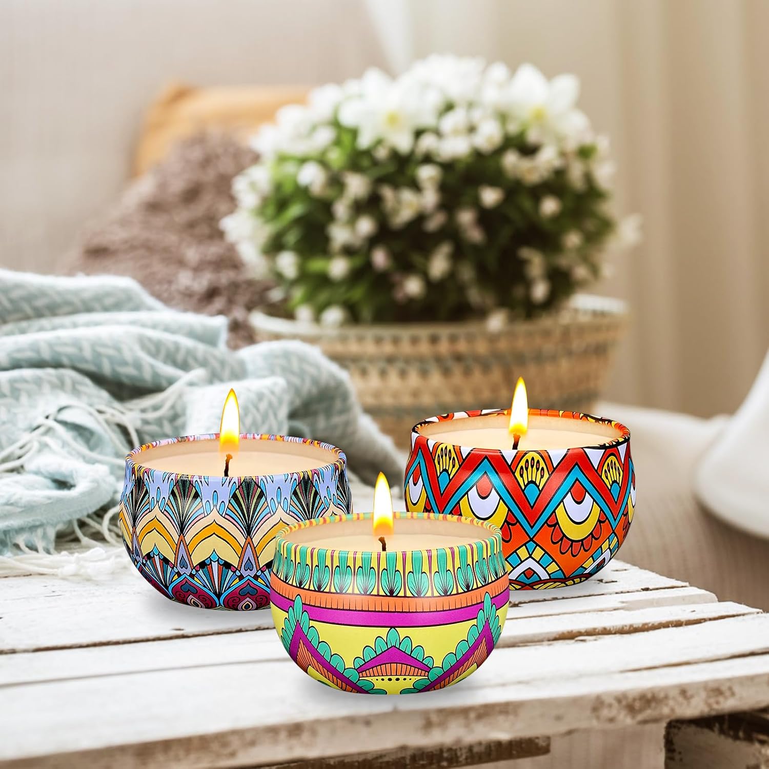 Set of 48 Small Scented Candles Soy Wax Aromatherapy Candles 2.5 OZ Portable Tin Candles with Lid, Relaxation Gifts Basket for Mother, Women, Friends and Coworkers