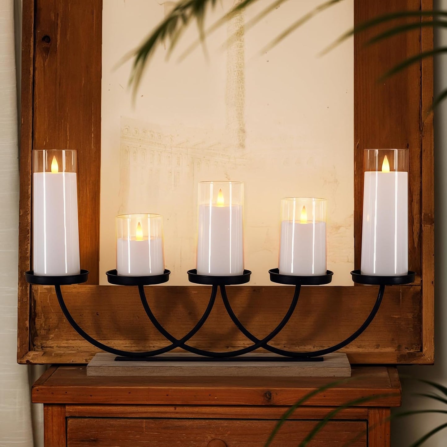 Homemory Realistic Flickering Battery Operated Candles, LED Fake Electric Candle with Remote Control and Timer, Flameless Candles for Home, Christmas Decoration, White, Set of 5