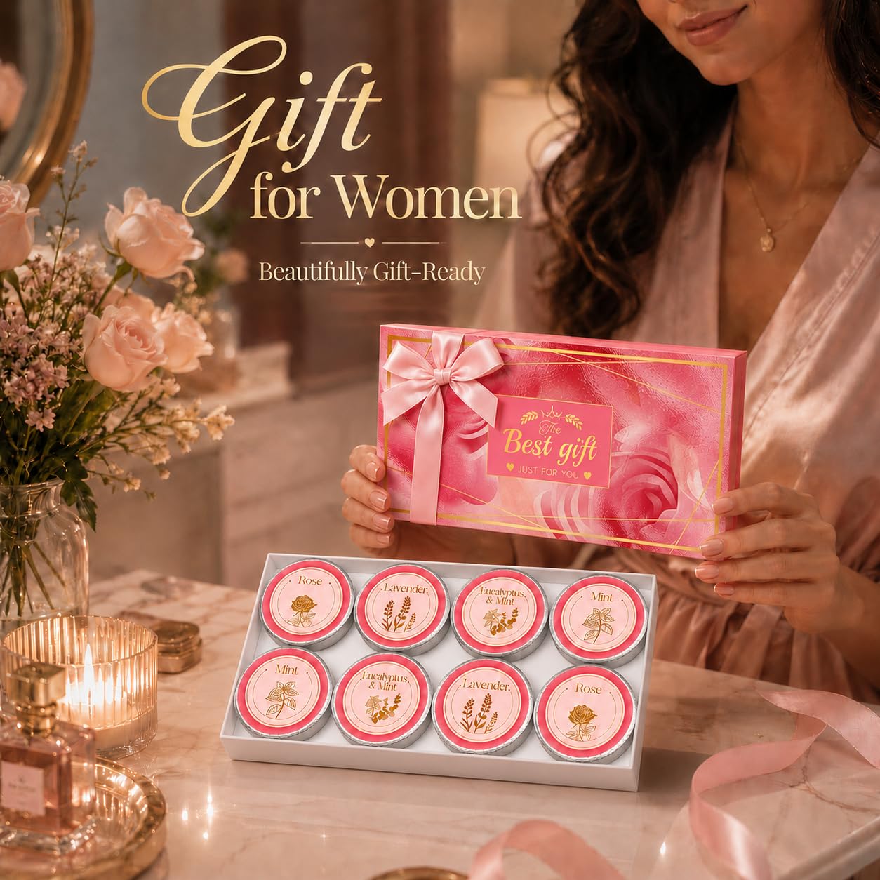 Shower Steamers Aromatherapy, Birthday Pink Gift for Women Grandma Mom Wife Sister from Son Daughter, Shower Bombs Natural Essential Oil Self Care Relaxation
