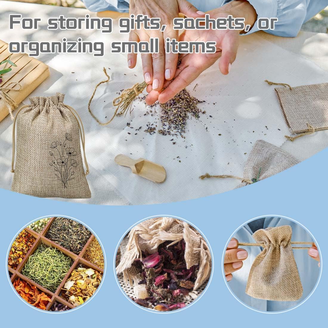 6Pcs Small Sachet Bags, Sachet Bags Empty for Lavender with Drawstring, Embroidered Canvas Empty Sachets Bag, for Spices, Jewelry, Candy, Lavender Buds, Purple