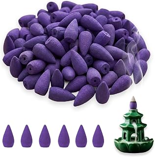 120 Pcs Lavender Backflow Incense Cones for Waterfall | Scented Backflow Incense Burner Cones for Meditation, Yoga & Relaxation(Lavender)