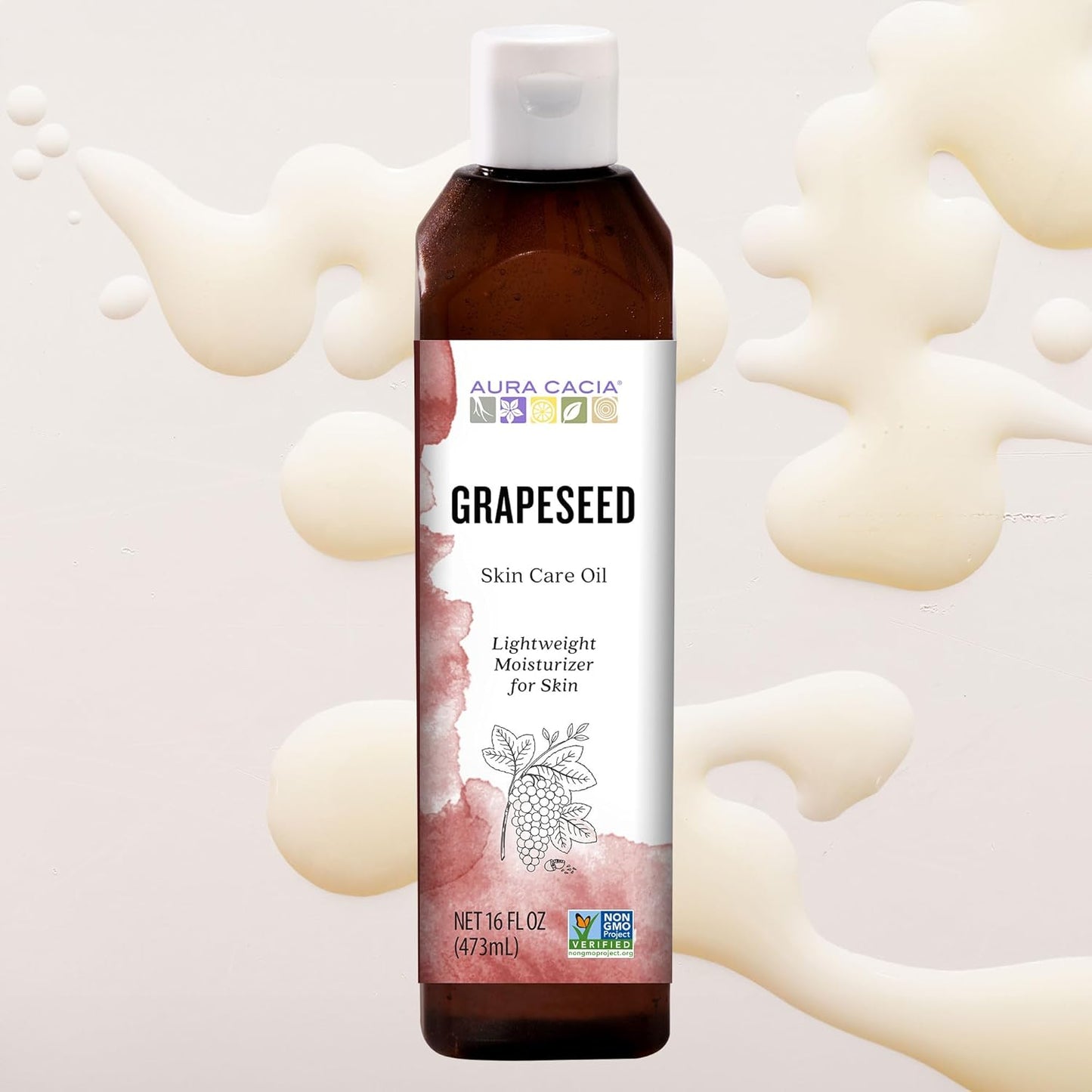 Aura Cacia - Pure Grapeseed Oil | Non-GMO Project Verified | 16 fl. oz.