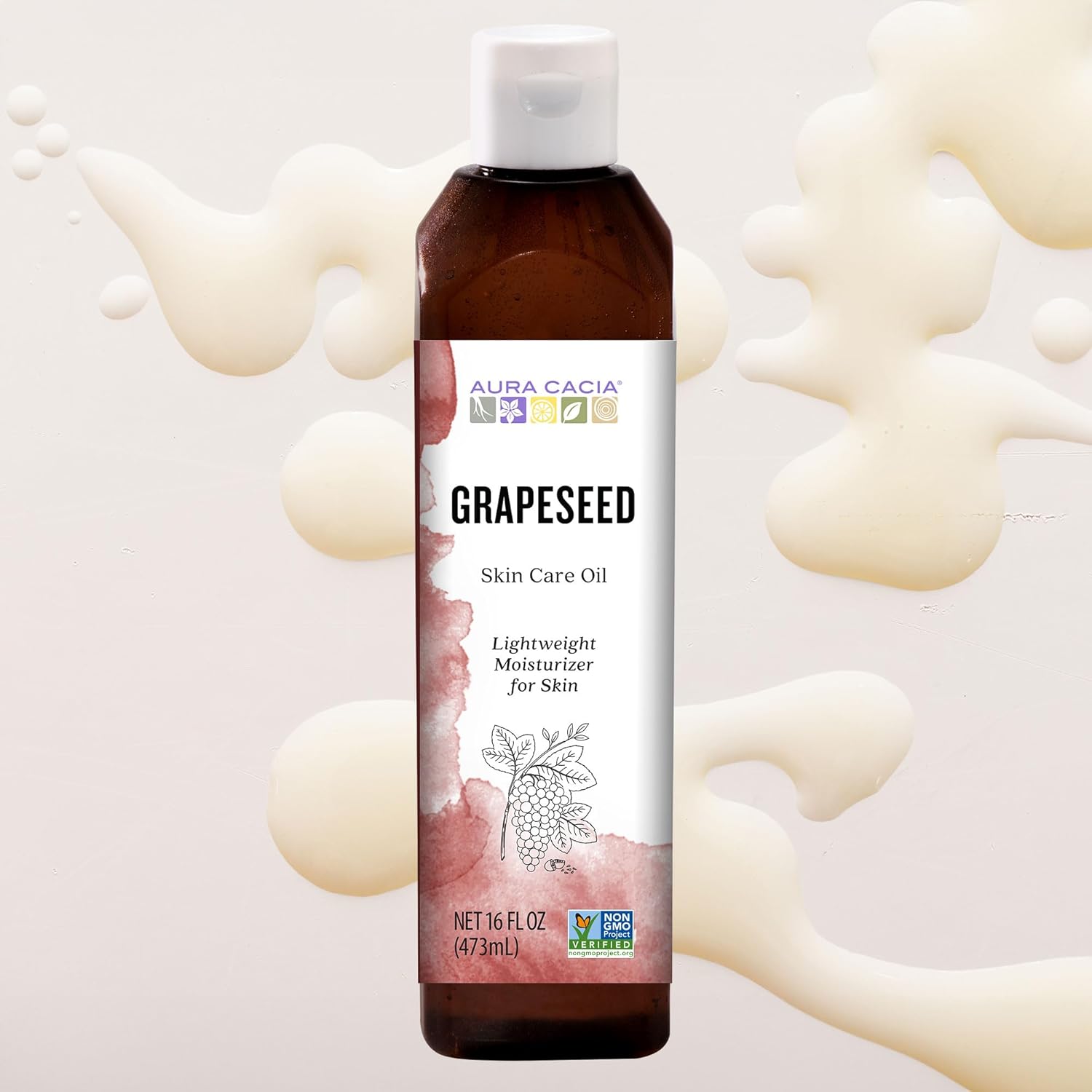 Aura Cacia - Pure Grapeseed Oil | Non-GMO Project Verified | 16 fl. oz.