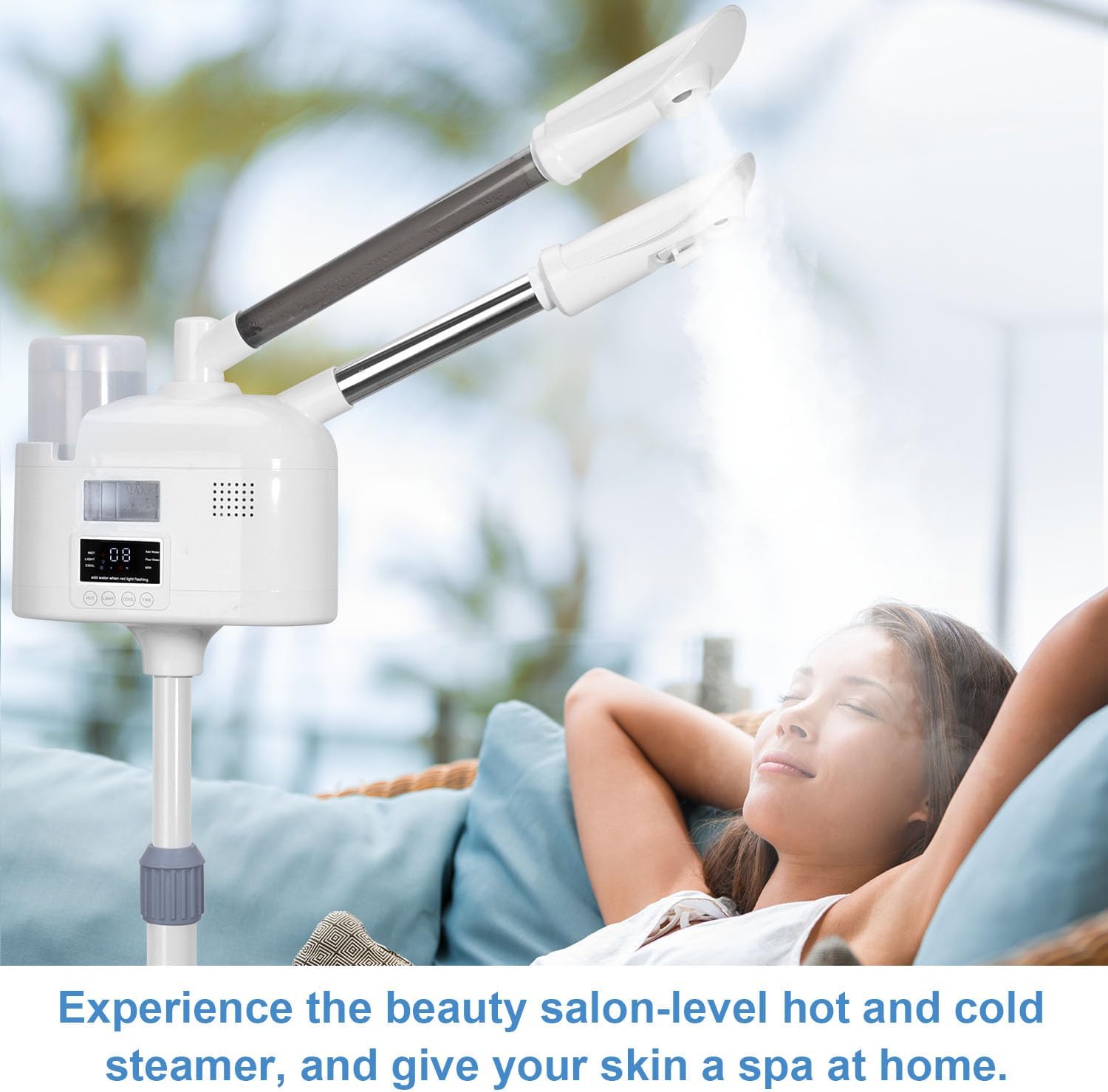 2 in 1 Facial Steamer Upgrade PTC Heating, Professional Face Steamer, Esthetician Steamer with Hot & Cold Mist Steamer for Home Beauty Salon Spa (2 in 1)