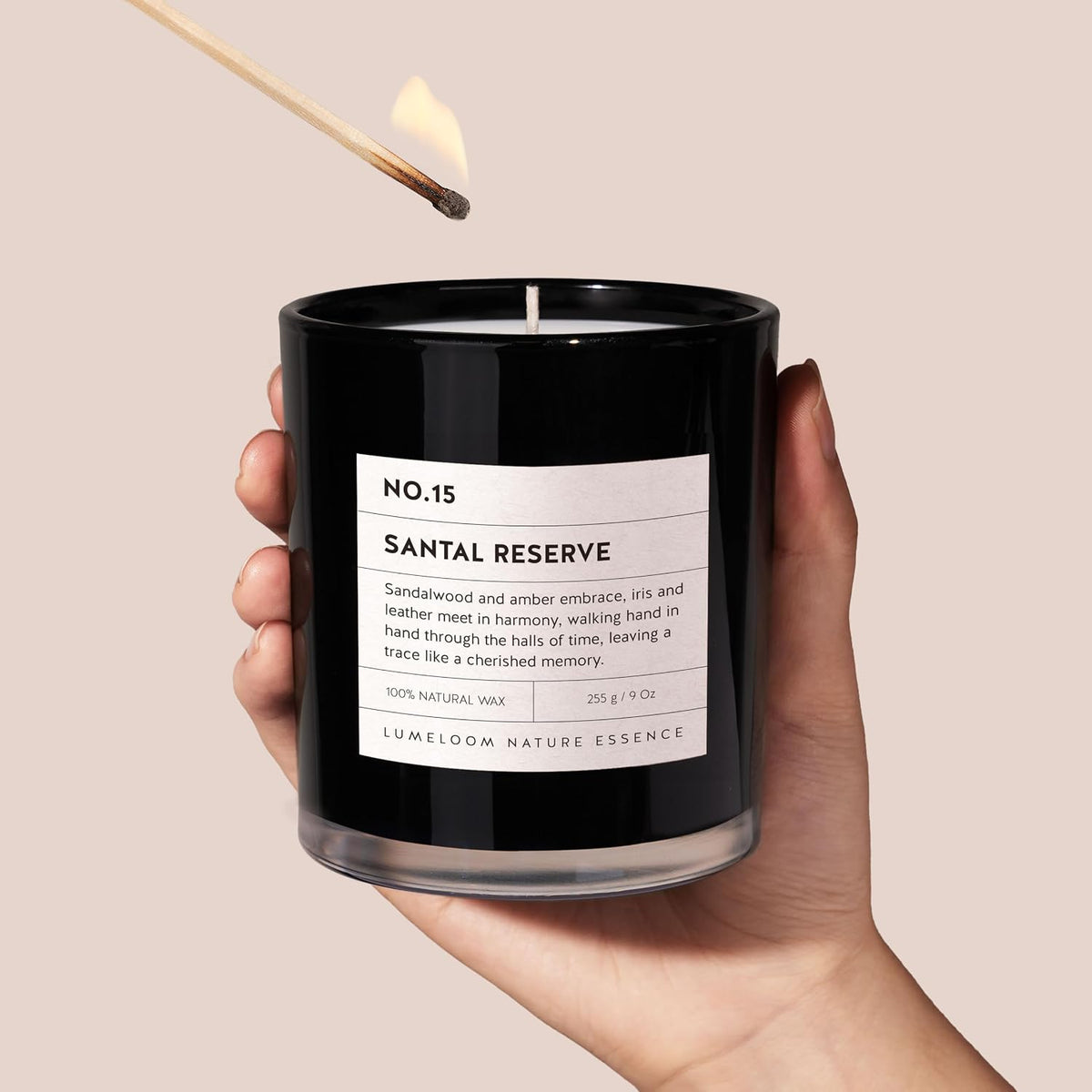 LUMELOOM Santal Reserve Scented Candle 9oz Soy Wax Candles for Home Scented
