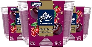 Glade 3-Wick Scented Candles, Black Cherry & Cranberry, 3-Pack, 6.8 Oz Each, Jar Candles