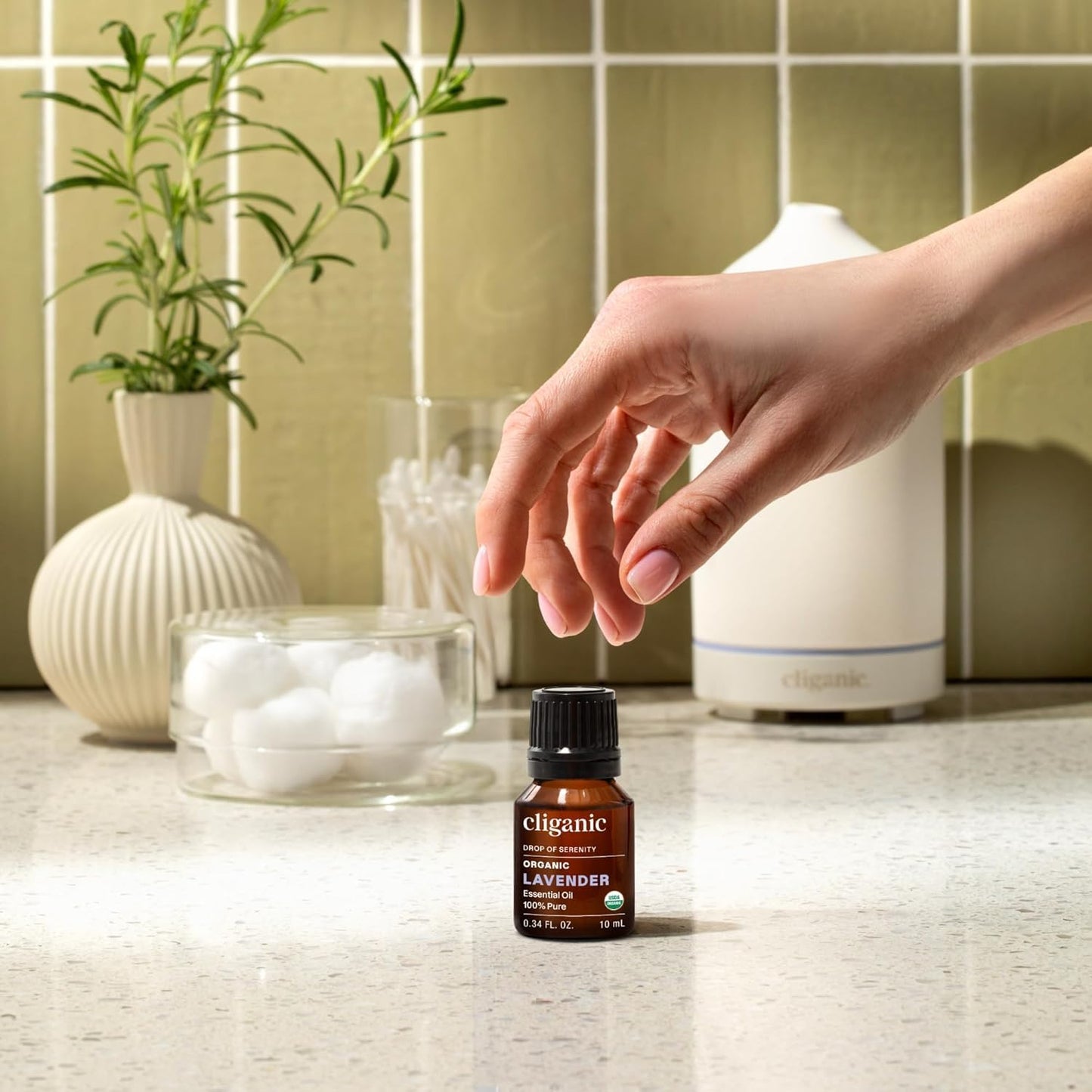 Cliganic Organic Lavender Essential Oil, 0.5oz - 100% Pure Natural Undiluted, for Aromatherapy Diffuser | Non-GMO Verified
