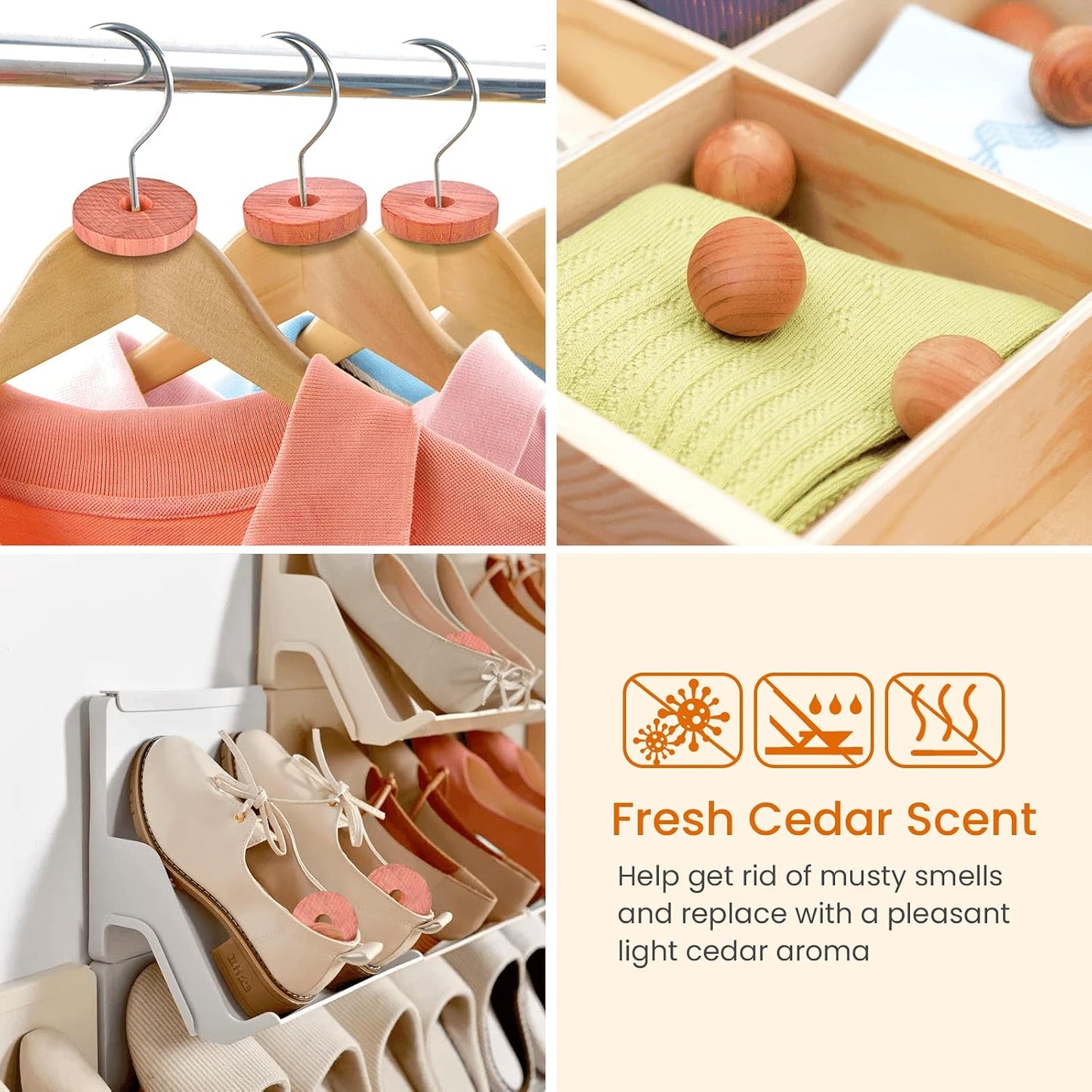Homode Cedar Blocks for Clothes Storage, 100% Aromatic Red Ceder Wood, Cedar Balls and Cedar Rings for Closets and Drawers