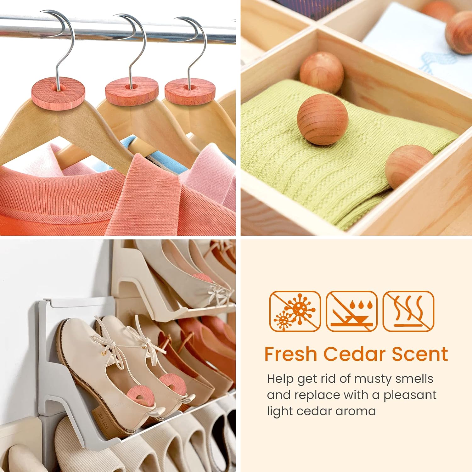 Homode Cedar Blocks for Clothes Storage, 100% Aromatic Red Ceder Wood, Cedar Balls and Cedar Rings for Closets and Drawers