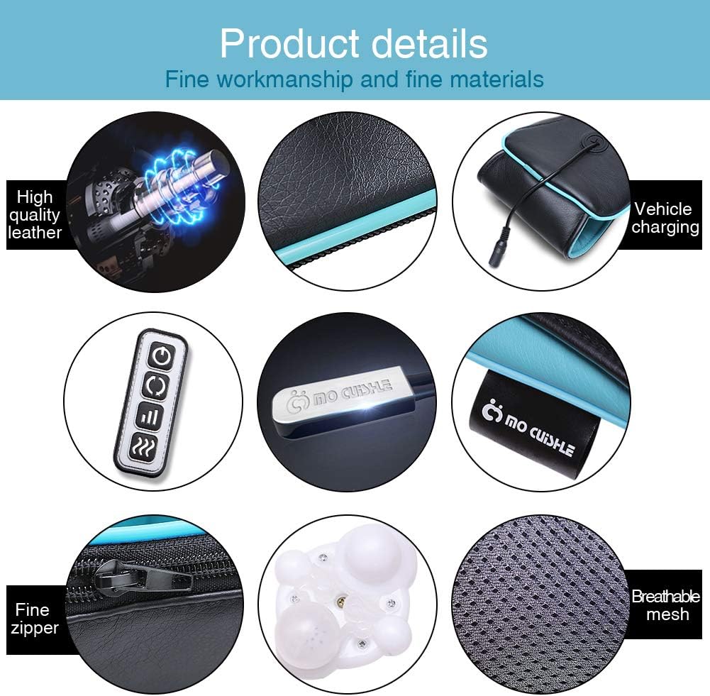 Mo Cuishle Women Men Gifts, Shiatsu Back Shoulder and Neck Massager with Heat, Electric Deep Tissue 4D Kneading Massage, Best Gifts for Mom Dad Wife Husband her Him, Christmas, Birthday (NOT Cordless)