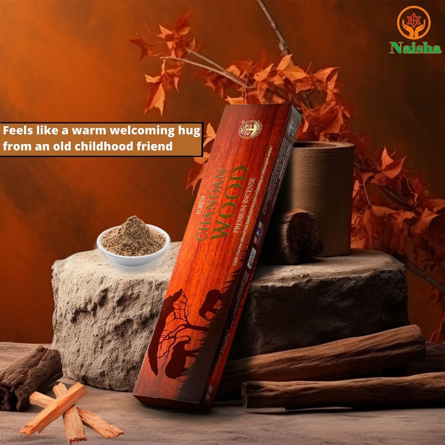 Naisha Incense Sticks Set of 4 (50 Gm Each) Spiritual Gift for Purification & Meditation, Indian Aromatherapy Set, Mystic Lavender, Mystic HeenAmber, Mystic Sandal, Chandan Wood (Mystic Mood)