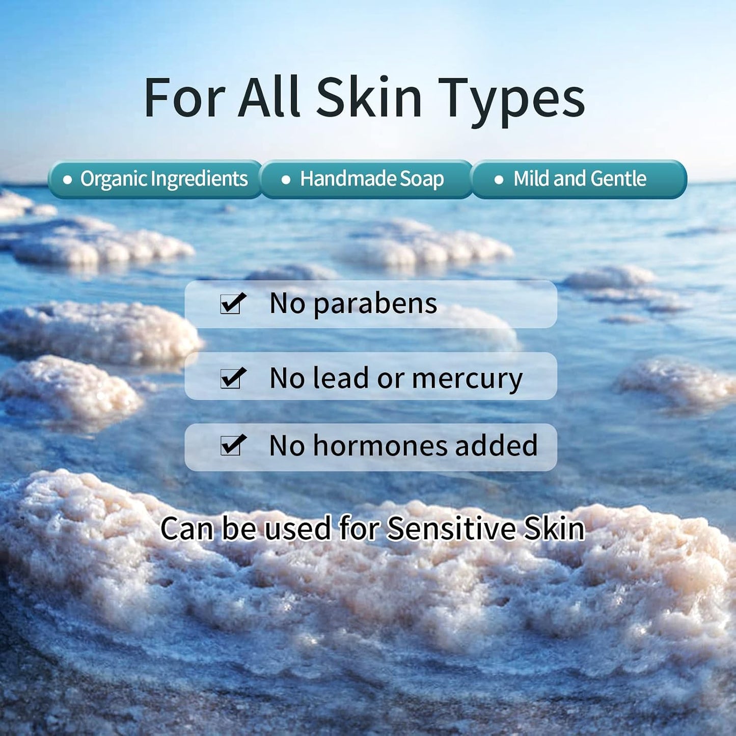 2 PK Sea Salt Soap 3.5 Oz Each, Exfoliating Acne Deeply Clean Problem Skin, Natural Goat's Milk, All Skin Types, Face Wash Body Wash Skincare, Women Men Gift