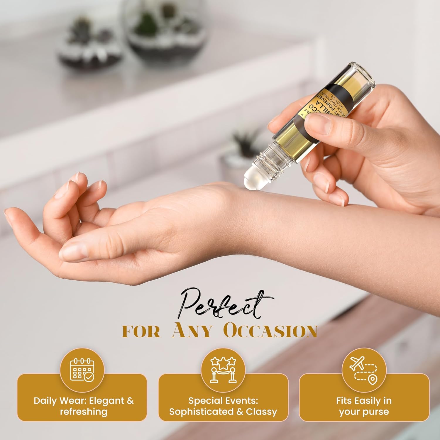 Tobacco Vanilla Unisex Body Oil (10ml Roll On), for Women and Men, Strong, Long Lasting, Travel Size, Oriental Spicy Fragrance