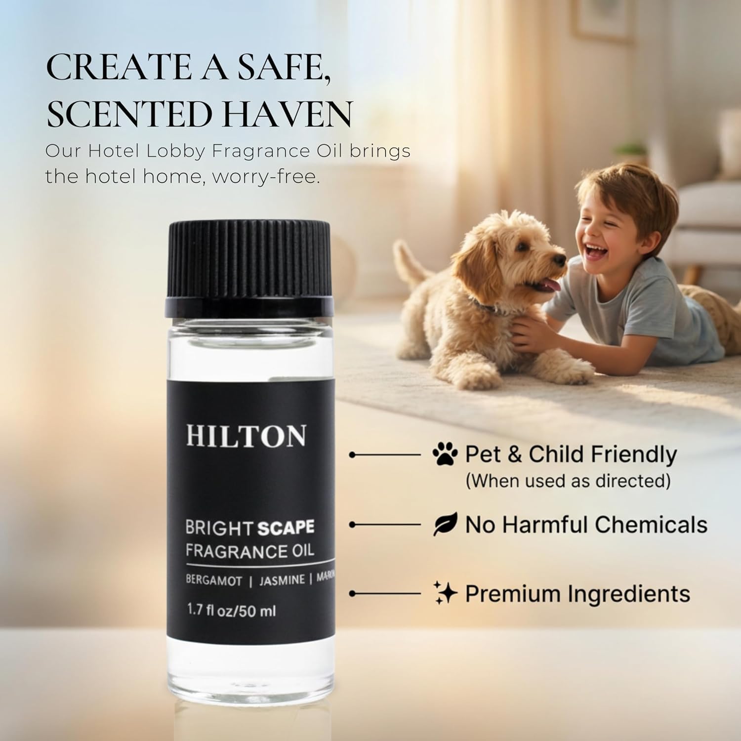 Hotel Lobby Diffuser Oil Refill for Ultrasonic & Waterless Diffuser - Hilton Hotel Inspired Scent - White Tea, Bergamot & Marine - for Home Fragrance, Crafting & DIY - 1.7 fl oz