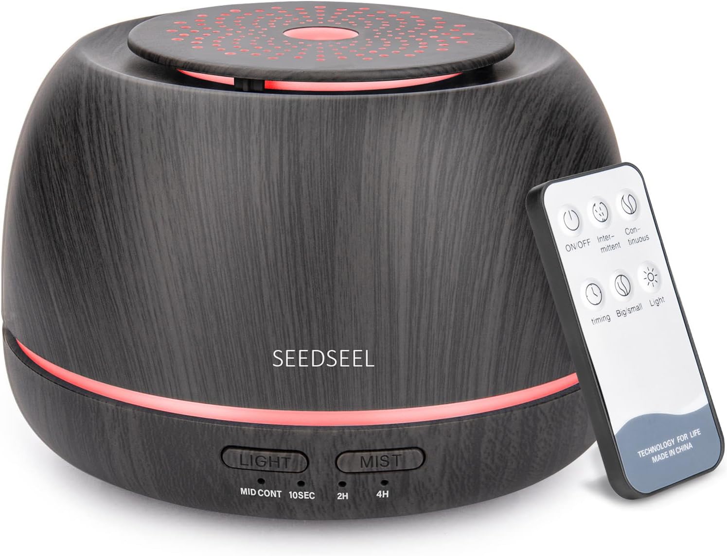 SEEDSEEL 300ML Essential Oil Diffuser,Ultrasonic Aromatherapy Diffuser, 7-Color Gradient Lights, Remote Control, 8 Hours Run Time, Suitable for Home,Office