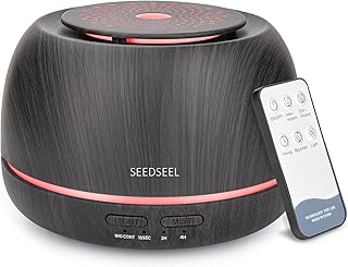 SEEDSEEL 300ML Essential Oil Diffuser,Ultrasonic Aromatherapy Diffuser, 7-Color Gradient Lights, Remote Control, 8 Hours Run Time, Suitable for Home,Office