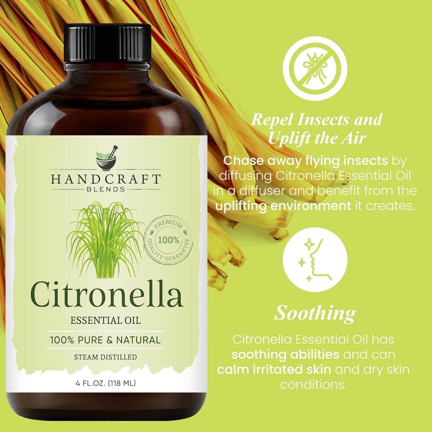 Handcraft Blends Outdoor Fresh Set: Peppermint and Citronella Essential Oils – (2 x 4 Fl Oz) – 100% Pure & Natural – for Diffuser, Aromatherapy, and DIY Projects