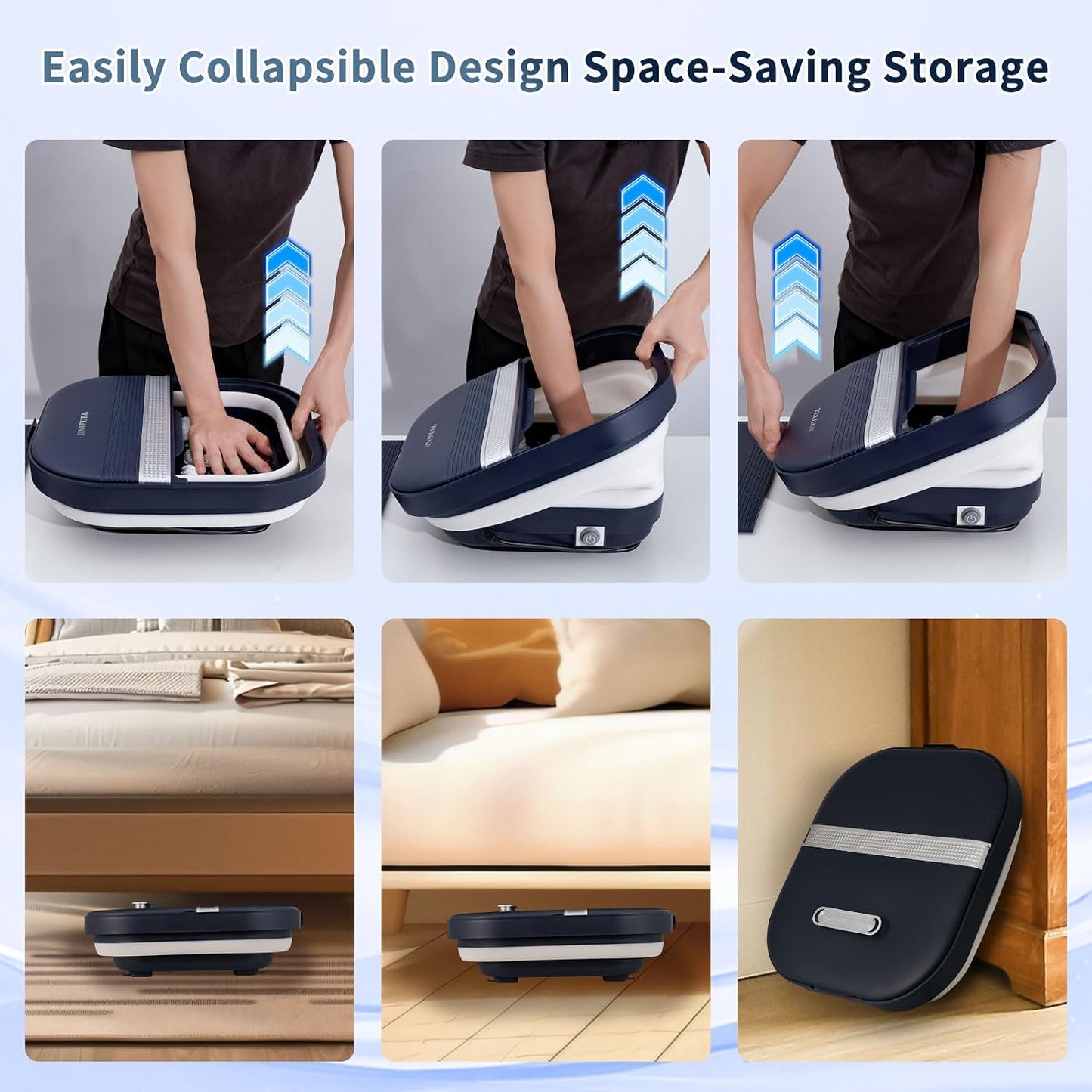 UNIFULL Collapsible Foot Bath Spa with Heat, Massage and Bubble,Remote Control, Foot Pedicure Kit, Red Light, Pedicure Foot Spa Bath