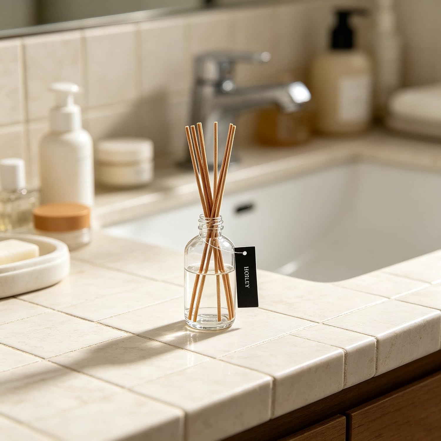 Hosley Reed Diffuser Bottles Set of 4 (85 ml) – Refillable Glass Empty Bottles for Essential Oils, Home Fragrance, Aromatherapy & Décor