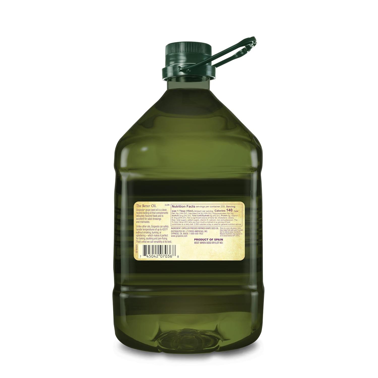 GrapeOla Grapeseed Oil, 3 Liter