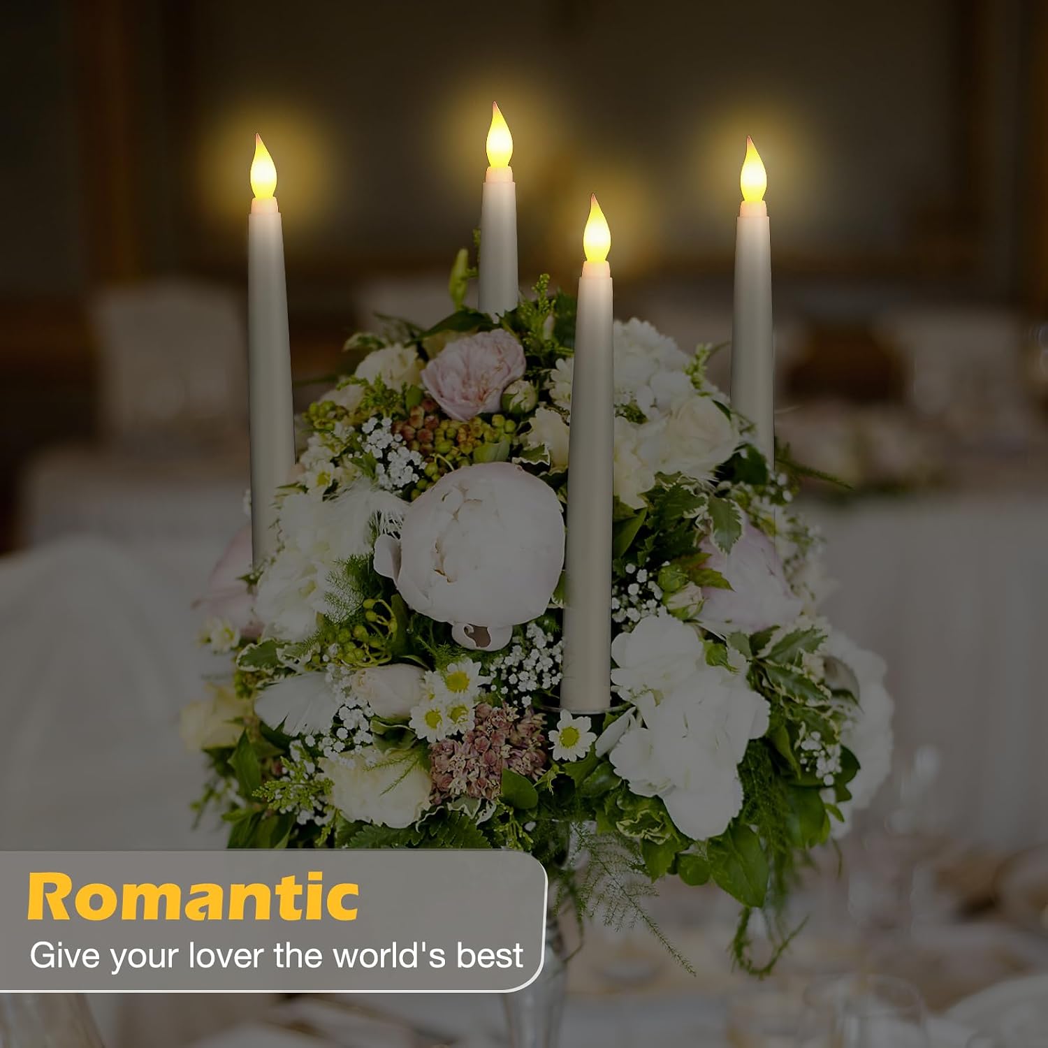 Tuanse 50 Pcs Flameless Taper Candles with Remote Timer and Dimmer Ivory Battery Operated CandleSticks LED Flickering Flameless Candle for Wedding Home Christmas Halloween Party Decor (8.5 Inch)