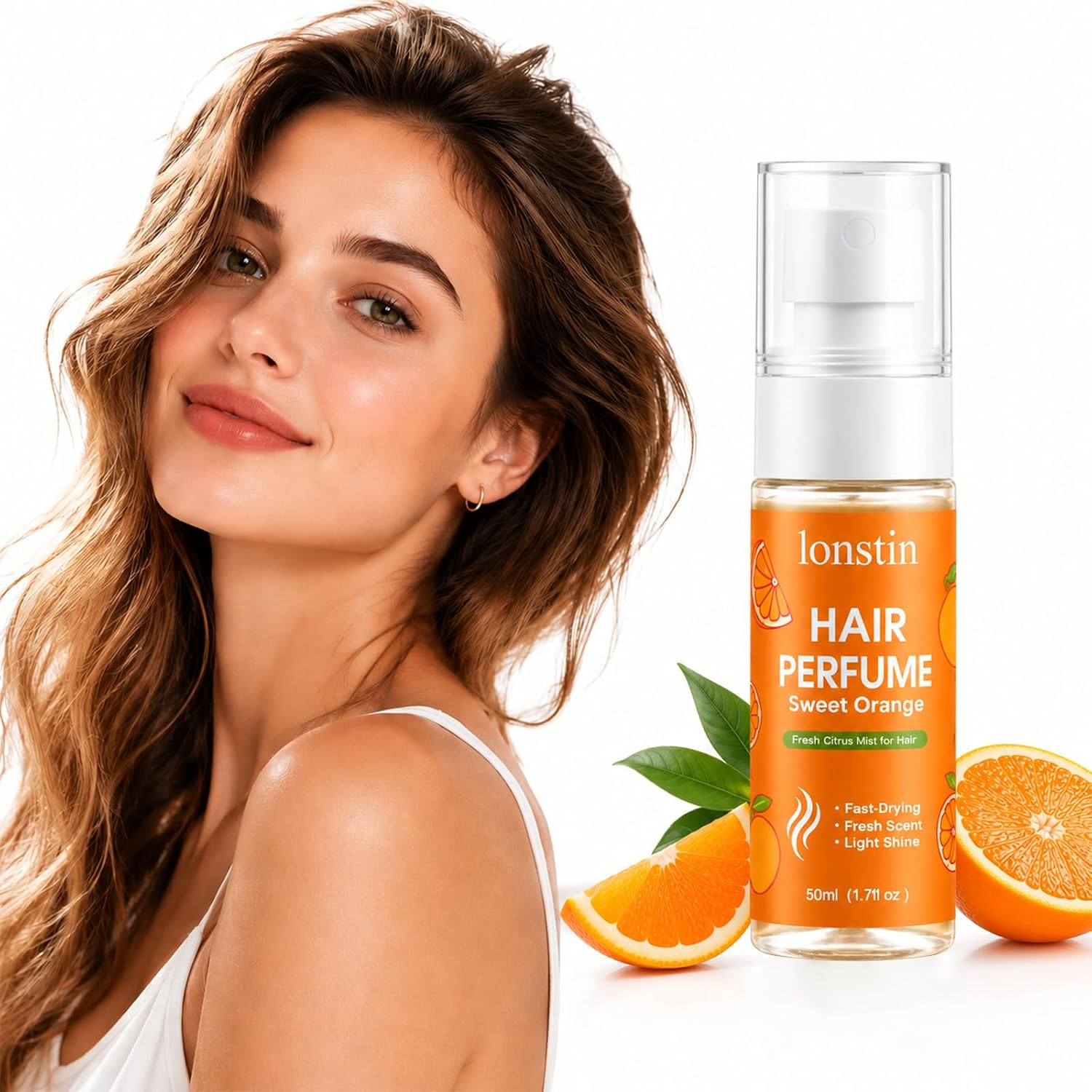 Orange Hair Frangrance for Women, Long-Lasting Scented Hair Spray & Body Mist, Freshen Hair, Body & Pillows, Lightweight Non-Greasy Mist for Dry & Frizzy Hair, 100ml