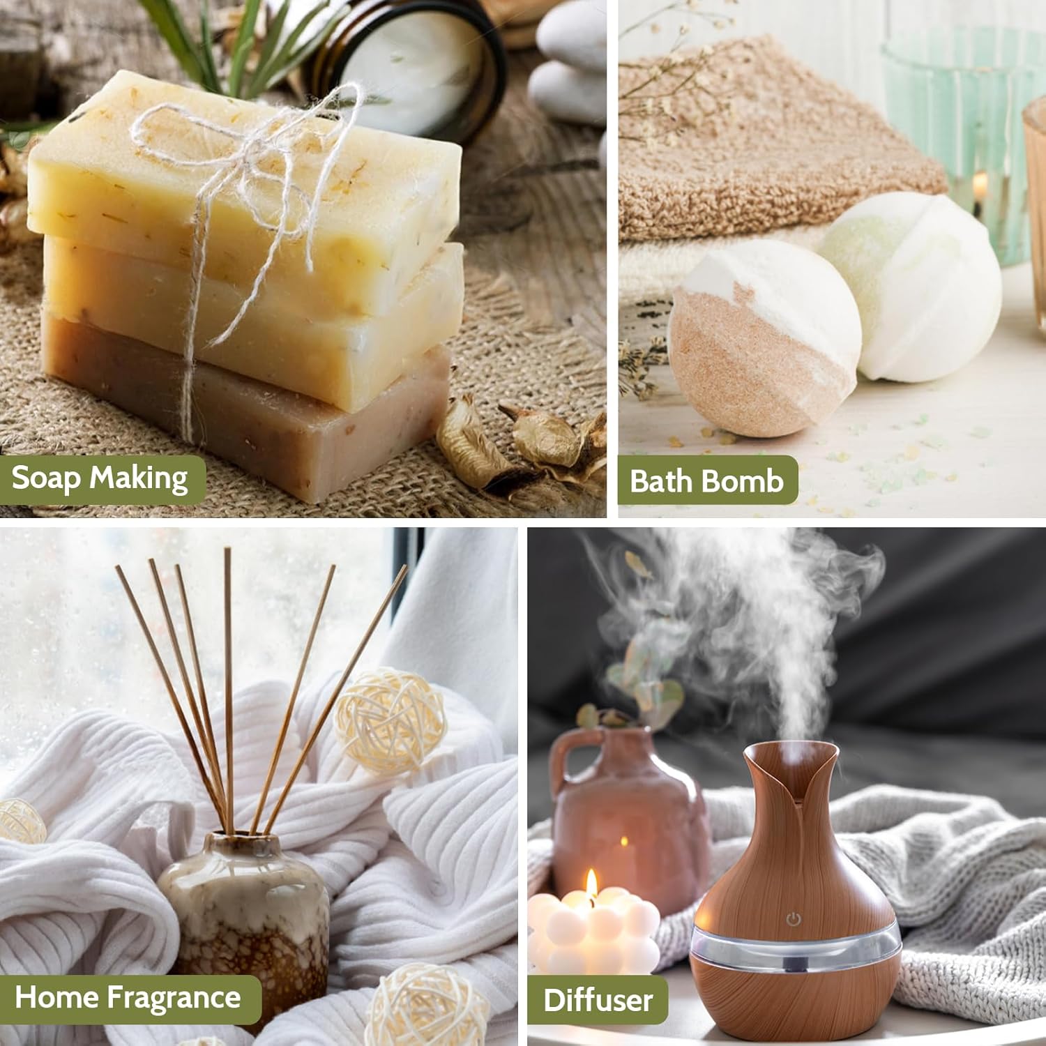 Essential Oil Set -Natural Essential Oils for Diffuser for Home, Top 6 Aromatherapy Diffuser Oils Scents, Candle Making Scents -Peppermint, Lavender, Eucalyptus, Lemongrass, Rosemary, Tea Tree (10ml)