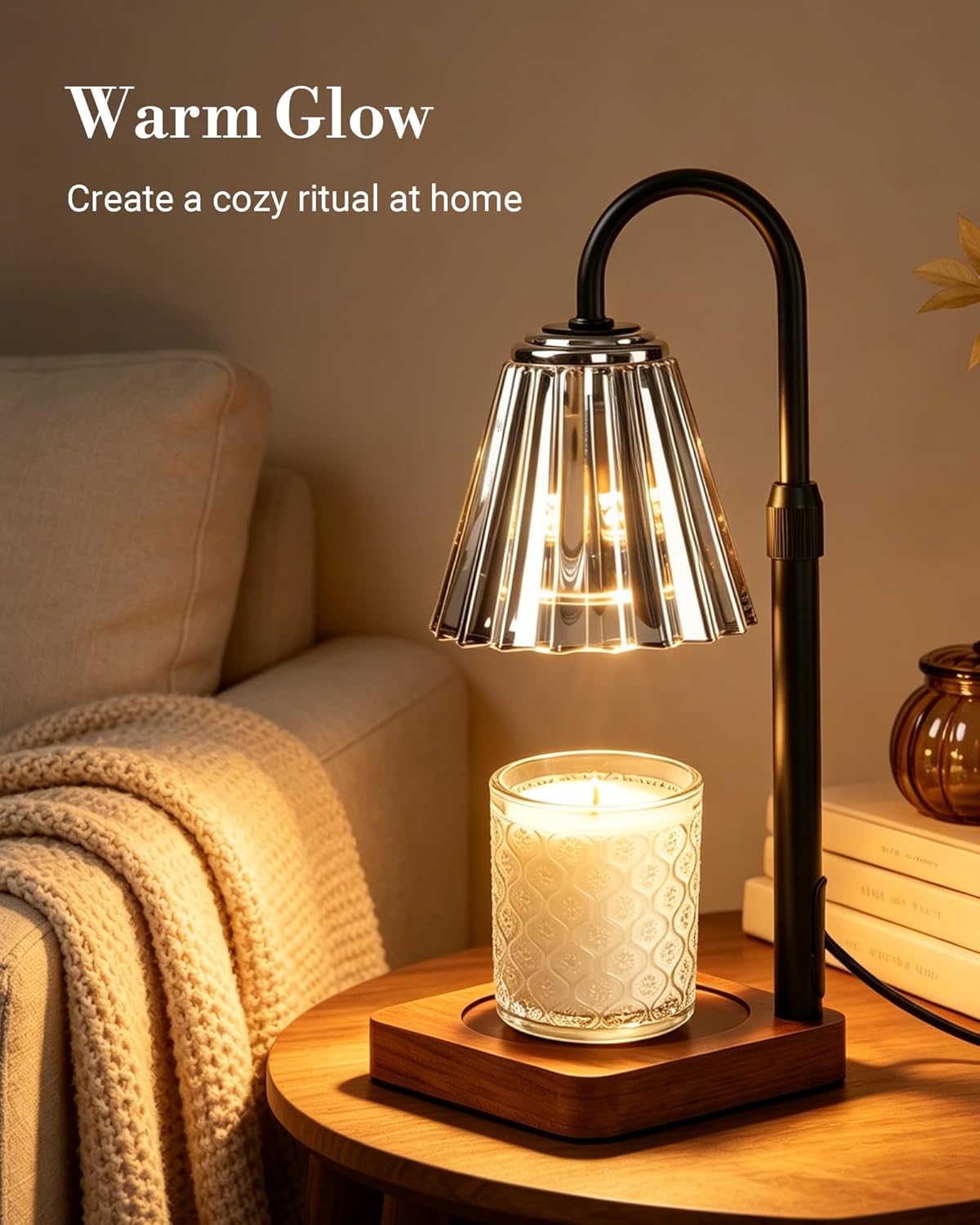 Marycele Vintage Candle Warmer Lamp with Timer Dimmer, Adjustable Height | Vintage farmhouse style with 2 bulbs, adjustable height, timer and dimmer for flameless fragrance in bedroom or home gifts
