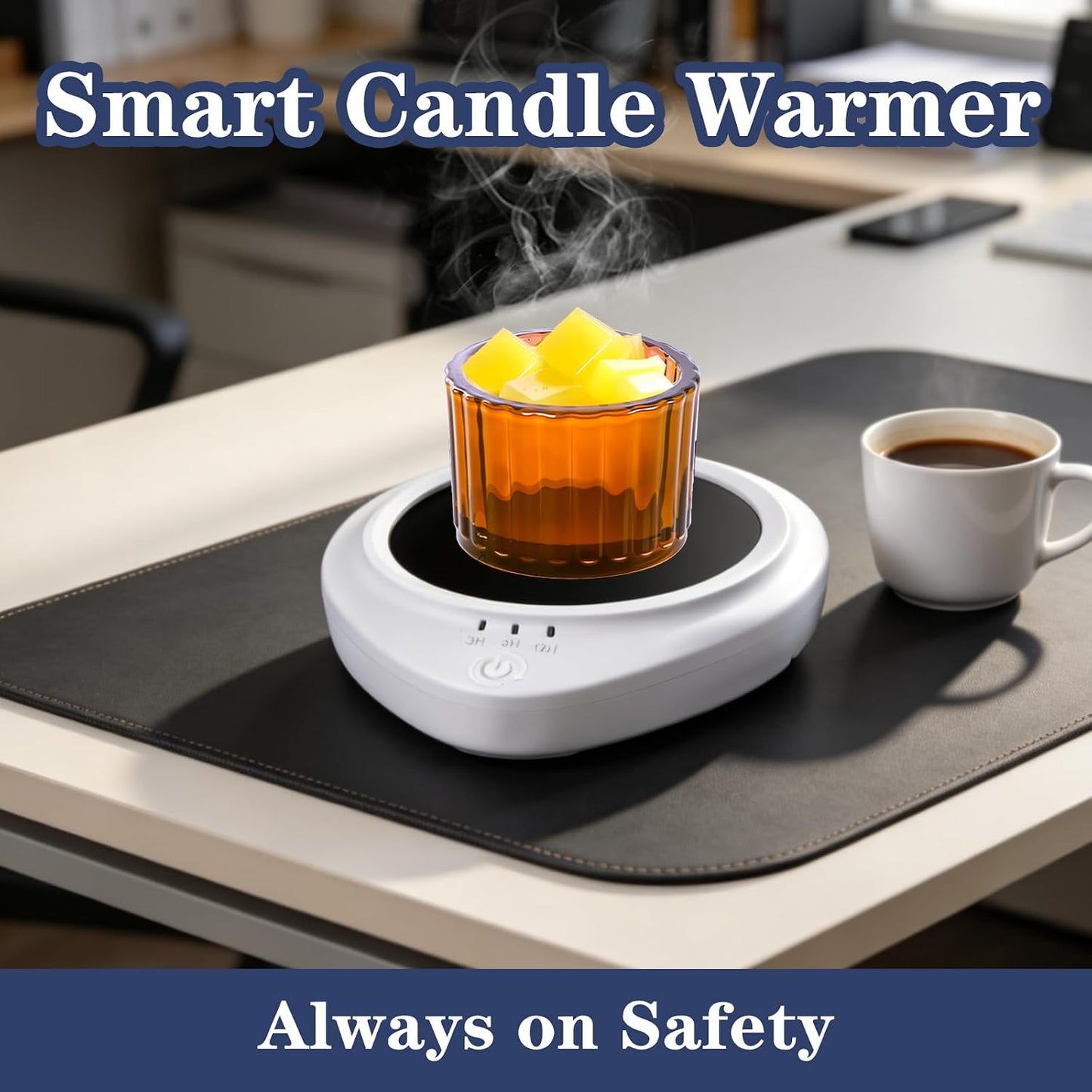 Candle Warmer with Timer,Coffee Cup Warmer with Timer,Fastest Heating & Highest Temperature，Three time Gears (3H, 6H, 9H),Coffee Cup Warmer for Desk,Candle Warmer,Comes with a Cup ﻿