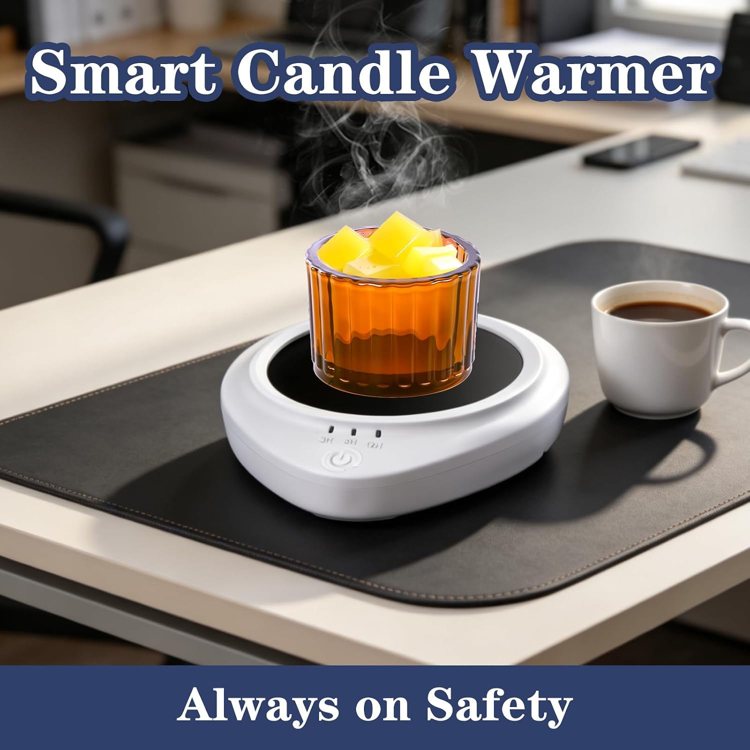 Candle Warmer with Timer,Coffee Cup Warmer with Timer,Fastest Heating & Highest Temperature，Three time Gears (3H, 6H, 9H),Coffee Cup Warmer for Desk,Candle Warmer,Comes with a Cup ﻿