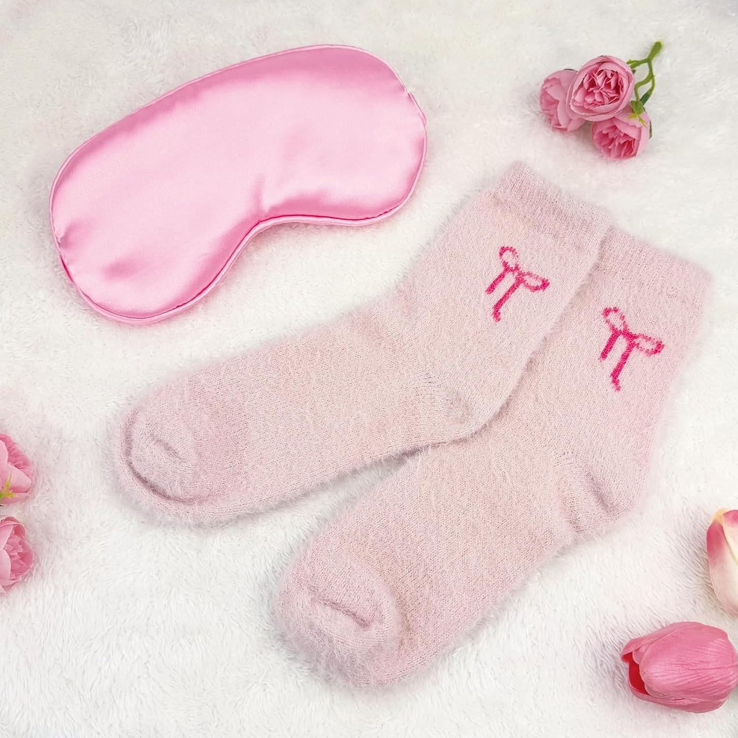 Pink Gifts for Women - 8PCS Pink Bow Gift Set for Her - Coquette Birthday Basket for Friends - Aesthetic Bow Accessories Set for Valentine's Day - Girly Stuff for Galentines