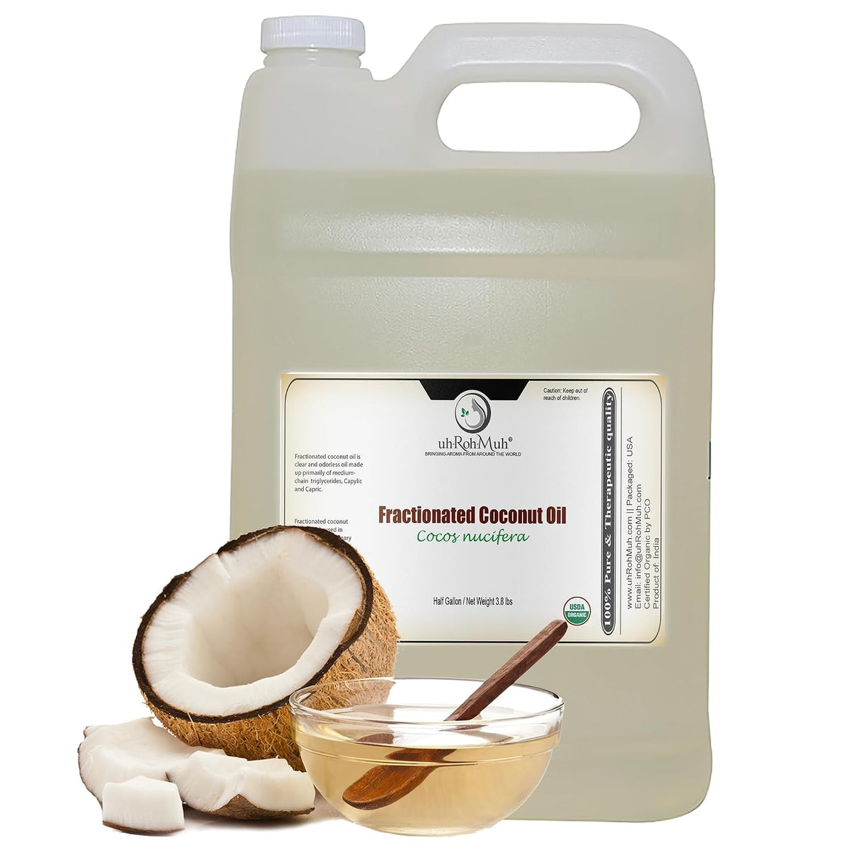 Premium Organic Fractionated Coconut Oil USDA Certified| Hydrating Moisturizer for skin 100% Pure